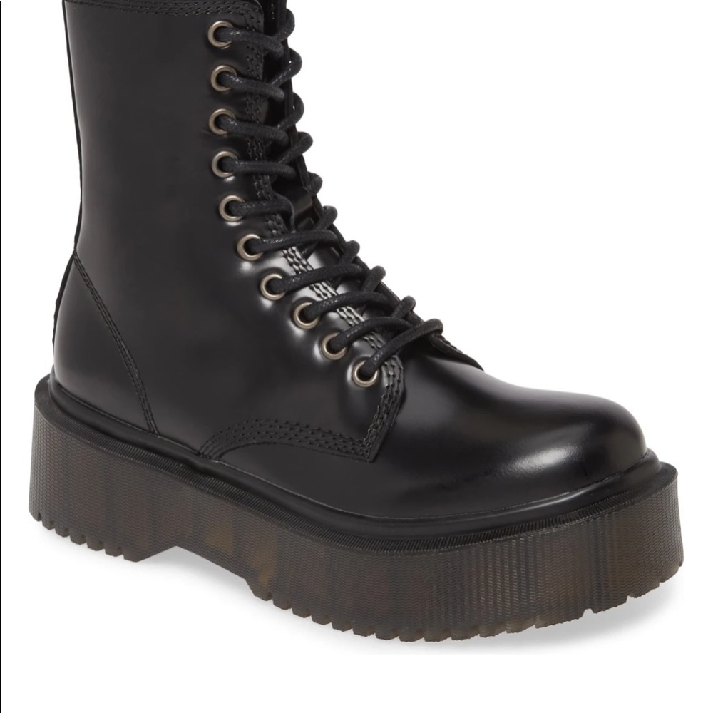 Jeffrey Campbell Sopas Lugged Platform Leather Combat Boot Black Size 8.5 - Picture 3 of 15